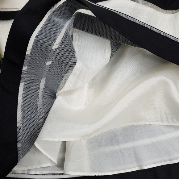 Ann Taylor Cream Blk Stripe Lace Silk Skirt Sz 2 - Picture 10 of 13